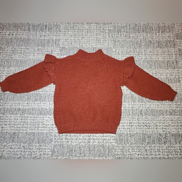 Old Navy Toddler Girl's Mock-Neck Ruffle-Trim Cable Knit Sweater - Picture 4 of 8